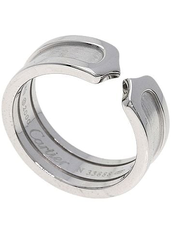 Cartier 2C C2 Silver White Gold Ring Jewelry (view 1)
