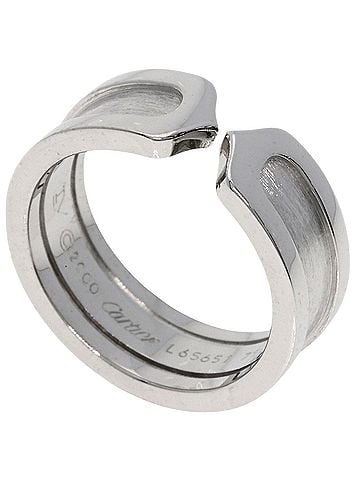Cartier 2C C2 Silver White Gold Ring Jewelry (view 1)