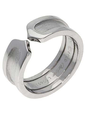Cartier 2C C2 Silver White Gold Ring Jewelry (view 2)