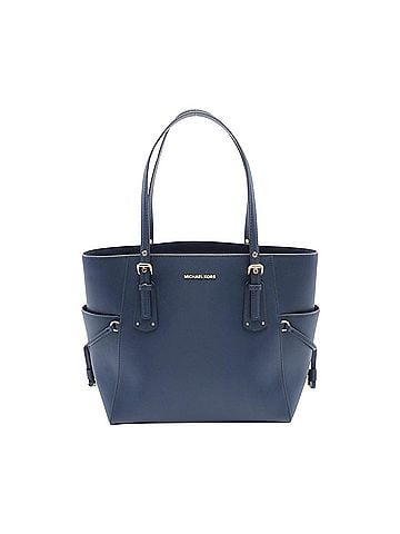 Michael Kors Navy Leather Tote Bag (view 1)
