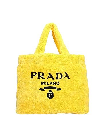 Prada Terry Yellow Faux Fur Tote Bag (view 1)