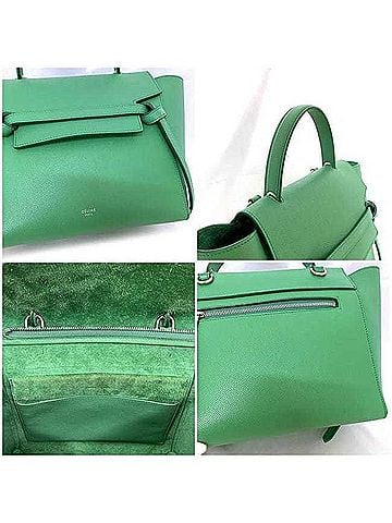 Céline Belt Green Leather Tote Bag (view 2)