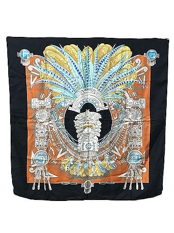 Hermès Carré 90 Black Silk Scarf (view 2)