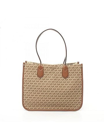 Michael Kors Heidi Beige Canvas Tote Bag (view 1)