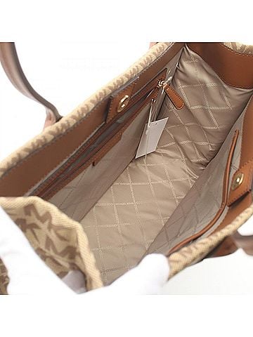 Michael Kors Heidi Beige Canvas Tote Bag (view 2)