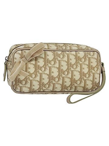 Dior Romantique Beige Canvas Clutch Bag (view 1)