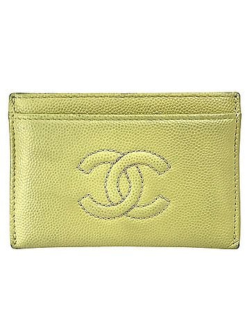 Chanel Logo Cc Yellow Leather Wallet (view 1)