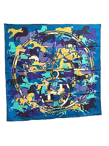 Hermès Carré 90 Blue Silk Scarf (view 1)