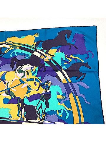 Hermès Carré 90 Blue Silk Scarf (view 2)