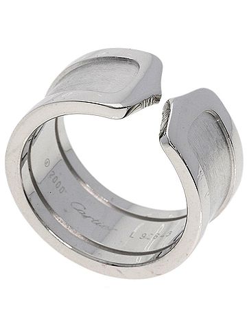 Cartier 2C C2 Silver White Gold Ring Jewelry (view 1)