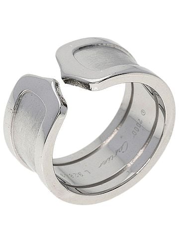 Cartier 2C C2 Silver White Gold Ring Jewelry (view 2)