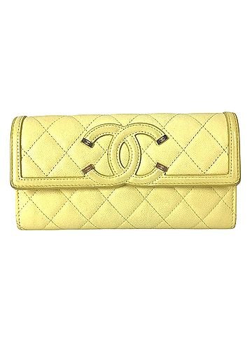 Chanel Cc Filigree Yellow Leather Wallet (view 1)