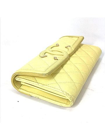 Chanel Cc Filigree Yellow Leather Wallet (view 2)