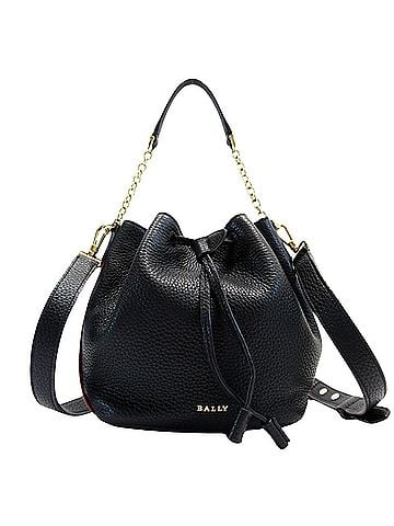 Bally Stripe Black Leather Shoulder Bag (view 1)