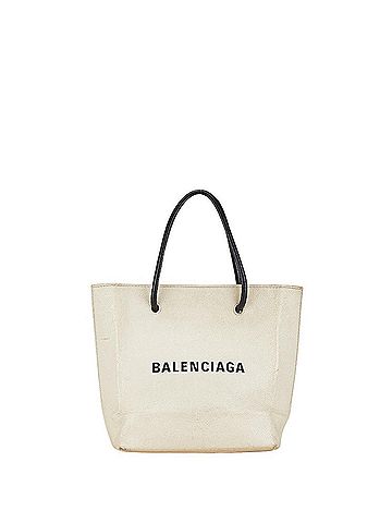 Balenciaga Cabas White Leather Tote Bag (view 1)