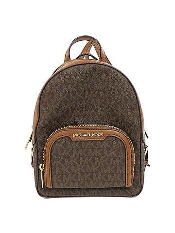 Michael Kors Jaycee Brown Canvas Backpack Bag (view 1)