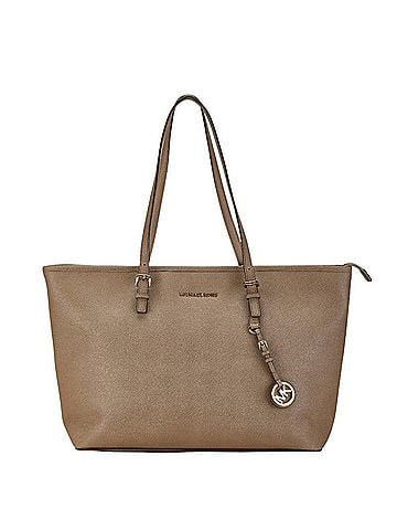 Michael Kors Jet Set Brown Leather Tote Bag (view 1)