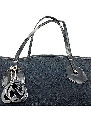 Gucci Jackie Black Canvas Tote Bag (view 2)