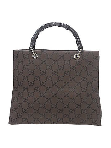 Gucci Bamboo Brown Canvas Tote Bag (view 1)