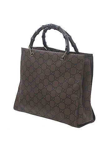 Gucci Bamboo Brown Canvas Tote Bag (view 2)