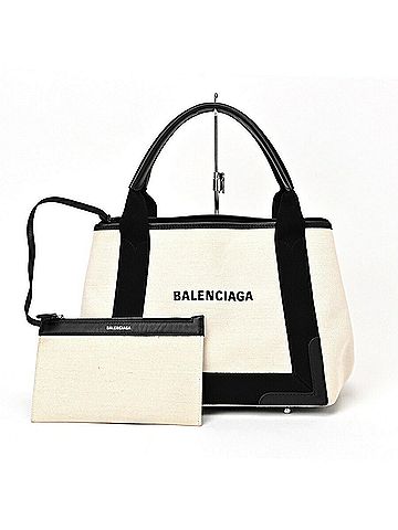 Balenciaga Navy Cabas White Canvas Tote Bag (view 1)