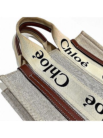 Chloé Woody Beige Canvas Handbag (view 2)