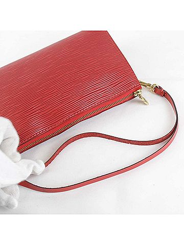 Louis Vuitton Pochette Accessoire Red Leather Clutch Bag (view 2)