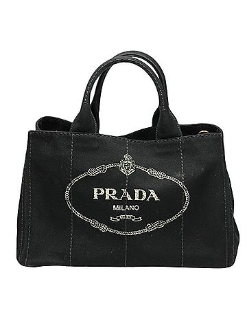 Prada Canapa Black Canvas Tote Bag (view 1)