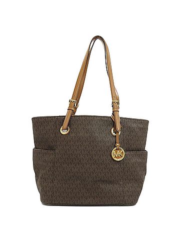 Michael Kors Jet Set Brown Canvas Tote Bag (view 1)