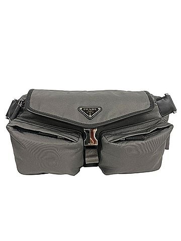 Prada Re-Nylon Grey Canvas Clutch Bag (view 1)