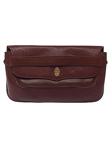 Cartier Must De  Burgundy Leather Clutch Bag (view 1)
