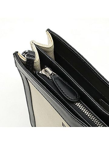 Balenciaga Navy Beige Canvas Clutch Bag (view 2)