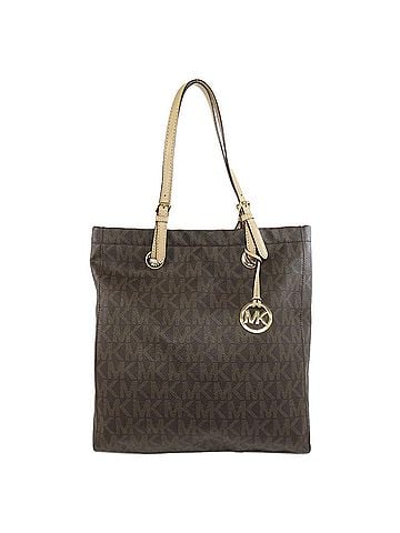 Michael Kors Jet Set Brown Canvas Tote Bag (view 1)