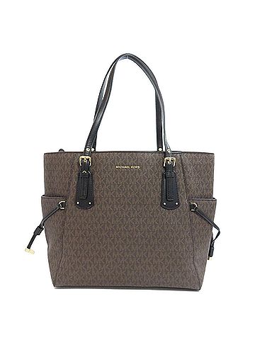 Michael Kors Voyager Brown Canvas Tote Bag (view 1)