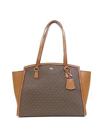 Michael Kors Chantal Brown Canvas Tote Bag (view 1)