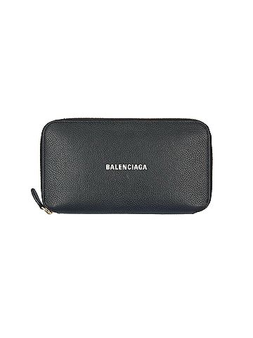 Balenciaga Continental Zip Around Black Leather Wallet (view 1)