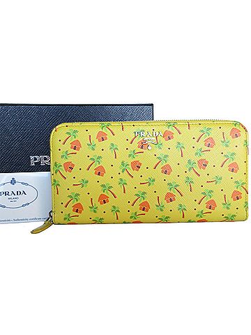 Prada Saffiano Yellow Leather Wallet (view 1)
