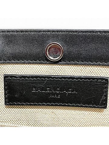 Balenciaga Navy Pouch Beige Canvas Shoulder Bag (view 2)