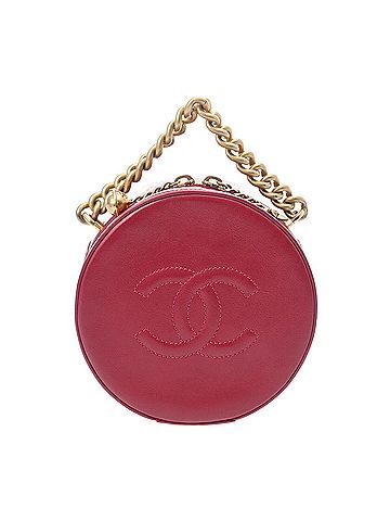 Chanel Round Mini Burgundy Leather Clutch Bag (view 1)