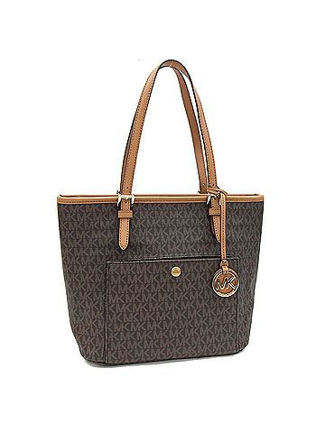 Michael Kors Jet Set Brown Canvas Tote Bag (view 1)