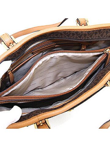Michael Kors Jet Set Brown Canvas Tote Bag (view 2)