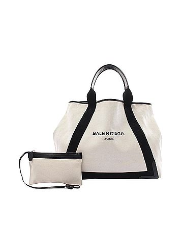 Balenciaga Navy Cabas Black Canvas Tote Bag (view 1)