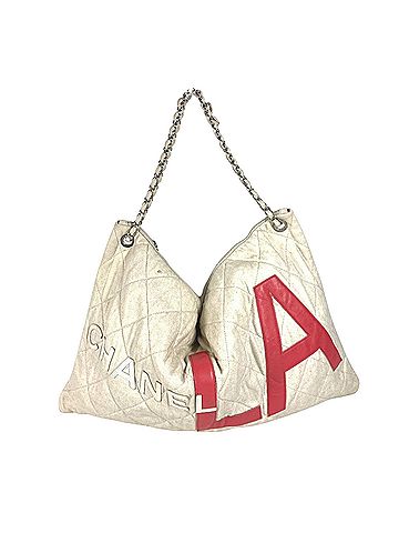 Chanel Coco Mark White Canvas Shoulder Bag (view 1)