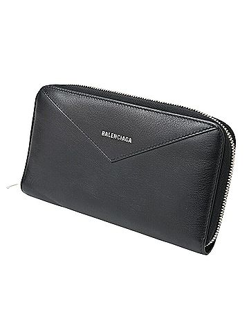 Balenciaga Continental Zip Around Black Leather Wallet (view 1)