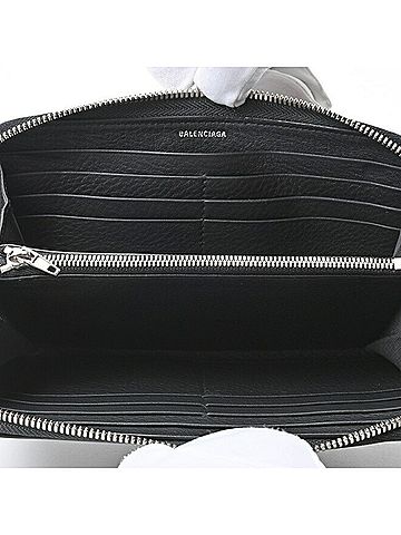 Balenciaga Continental Zip Around Black Leather Wallet (view 2)