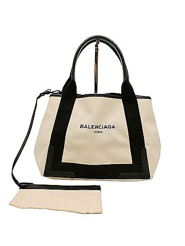 Balenciaga Navy Black Canvas Tote Bag (view 1)
