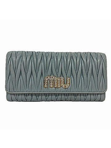 Miu Miu Matelassé Blue Leather Wallet (view 1)