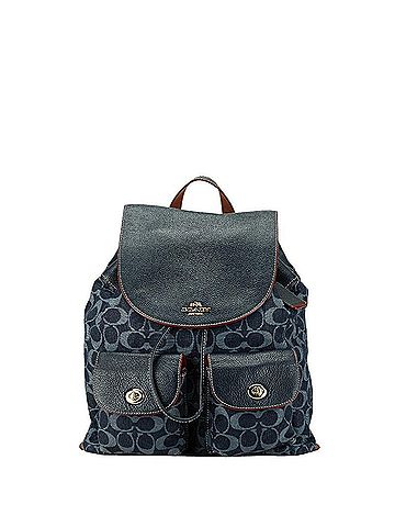 Coach Signature Navy Canvas Backpack Bag (view 1)