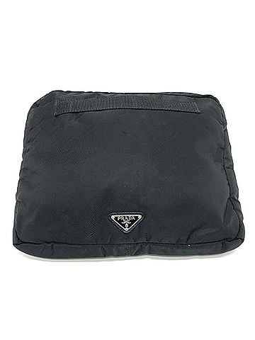 Prada Triangle Logo Black Synthetic Clutch Bag (view 1)