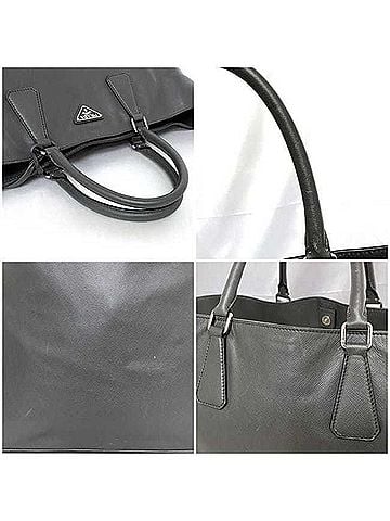 Prada Grey Leather Tote Bag (view 2)